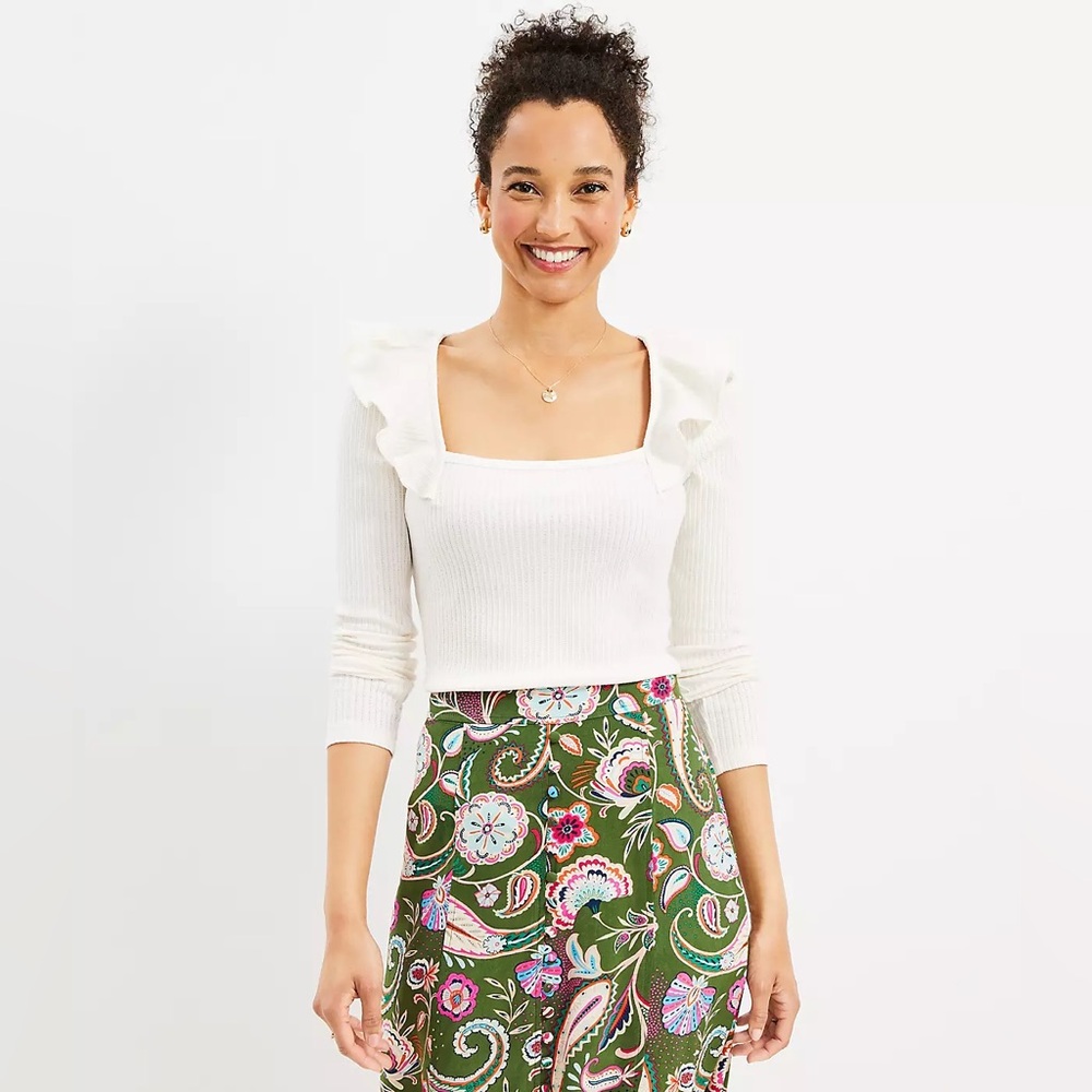 LOFT Ruffle Square Neck Top - Picture 5 of 5